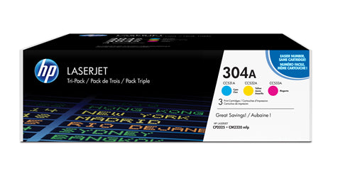 304A 3-pack Cyan/Magenta/Yellow Original LaserJet Toner Cartridges