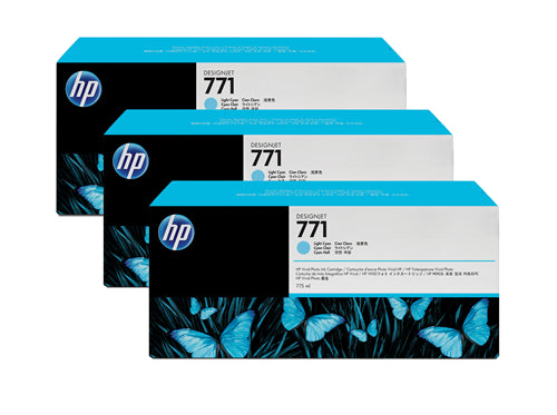 771 3-pack 775-ml Light Cyan Designjet Ink Cartridges