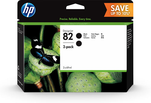 82 2-pack 69-ml Black DesignJet Ink Cartridges