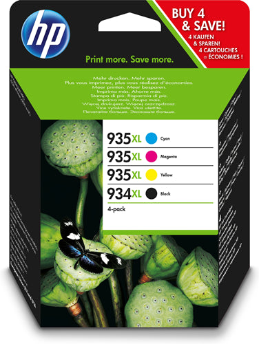 934XL High Yield Black/935XL Cyan/Magenta/Yellow 4-pack Original Ink Cartridges