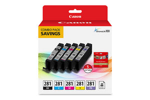 CLI-281 Combo Ink Pack with Glossy Photo Paper (20 Sheets 5"x5")