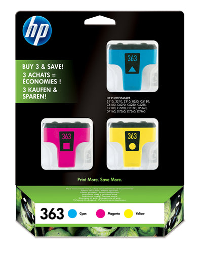 363 3-pack Cyan/Magenta/Yellow Original Ink Cartridges