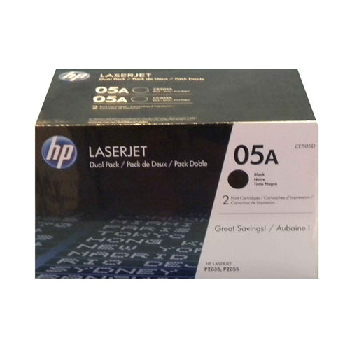 CE505D HP #05A DUAL PACK BLACK TONER FOR LASERJET P2035/2055