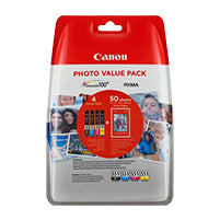 Canon CLI-551 BK/C/M/Y Ink Cartridge + Photo Paper Value Pack