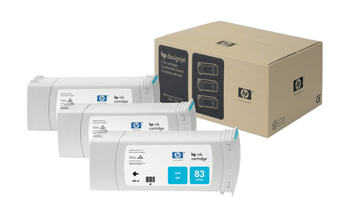 83 3-pack 680-ml Cyan DesignJet UV Ink Cartridges