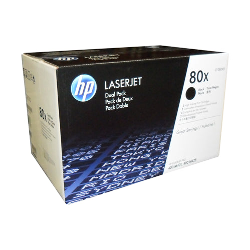 CF280XD HP #80X LARGE CAPACITY DUALPACK BLACK TONER 6.8K