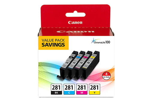 CLI-281 Black Cyan Magenta & Yellow 4 Ink Pack